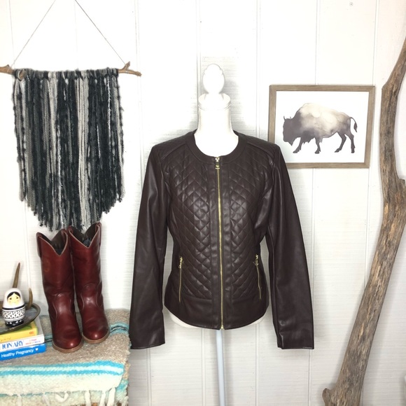 Cole Haan Jackets & Blazers - Cole Haan vegan leather chocolate brown jacket